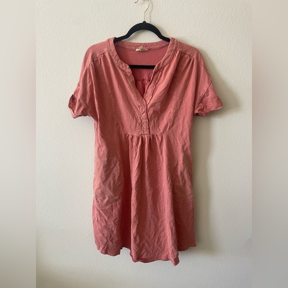 Heyson blush pink v neck short sleeve mini dress - Picture 1 of 3